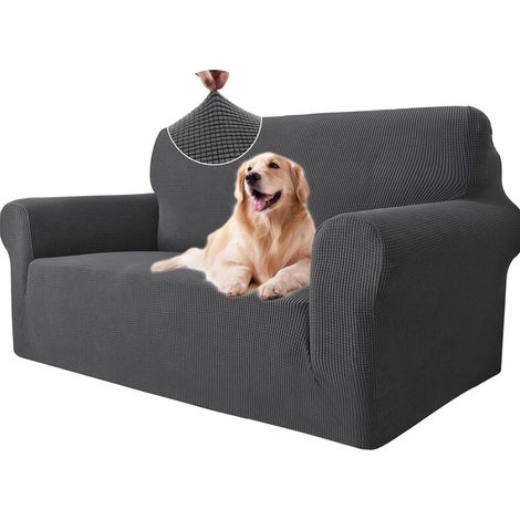 Funda Para Sofá - Jacquard Elástico - Para Salón - Protección Contra Mascotas - Gris - 2 Plazas (1/5)
