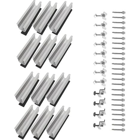 Supports de montage pour panneaux solaires, aluminium durable, compatibilité polyvalente, 12PCS (1/2)
