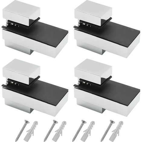Support etagere, 4 Pièces Support etagere verre, Support etagere murale, avec vis, Supports réglables pour étagères en verre en alliage de zinc, épaisseur fixable 3-15mm, pour verre et bois (1/4)
