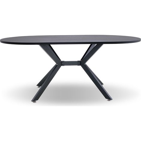 Marui Big - Ovaler Esstisch aus Holz und Metall mit zentraler Tisch-Gestell Ashi 180x100 cm - schwarzem Holz