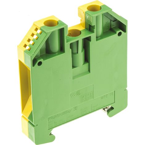Bloc de mise à la terre WPE 16, 2 voies , raccordement A visser, 14 6 AWG, Vert/Jaune ( Prix pour 1 )