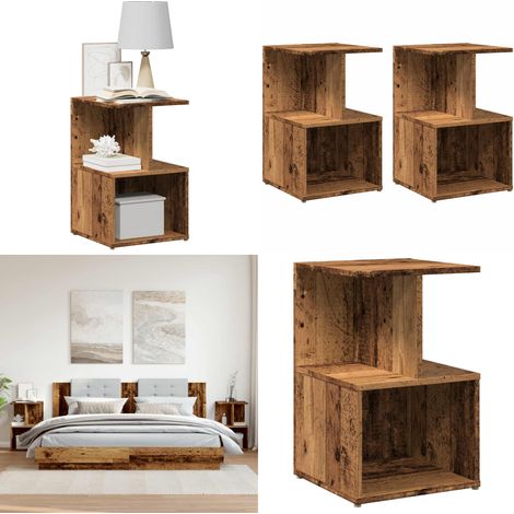 vidaXL Nachttische 2 Stk. Altholz-Optik 35x35x55 cm Holzwerkstoff (1/5)