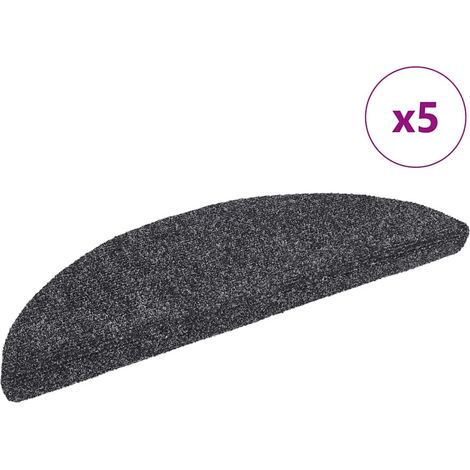 vidaXL Stair Mats Self-adhesive 5 pcs 56x17x3 cm Dark Grey Half Round