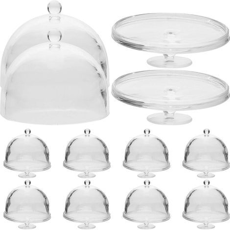 Lot de 10 mini cloches à gâteaux pour maison de poupée, présentoirs à gâteaux, accessoires miniatures-3X3X3CM-Transparent (1/2)