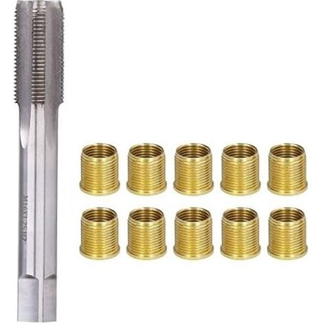 Tools of Repair of Hole of Thread of Spark of ignition, Kit of Repair of Thread with 10 Insertion Threaded M14 X 1,25 and A Tap Threaded M16 X 1,25 for Engine to Gasoline (1/5)