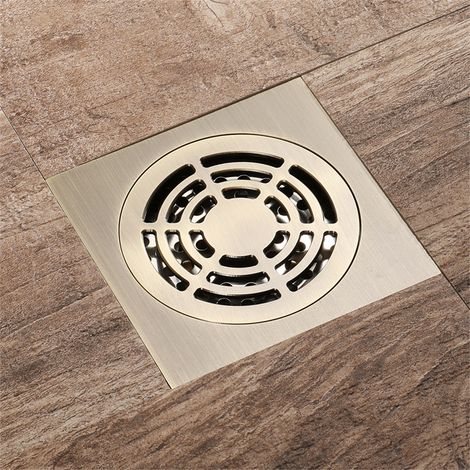Bonde de sol en cuivre pour salle de bain, résistante aux odeurs, aspect cuivre antique, robuste, pour rénovation, 100 mm x 100 mm (1/5)