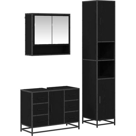 Maison Exclusive - Badezimmermöbel-Set 3 pcs Schwarz Eichen-Optik
