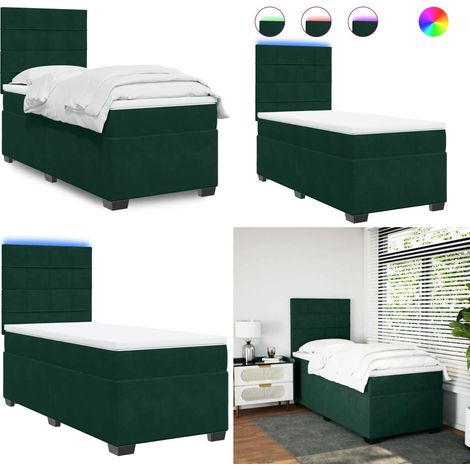 vidaXL Boxspringbett mit Matratze Dunkelgrün 80x200 cm Samt (1/5)