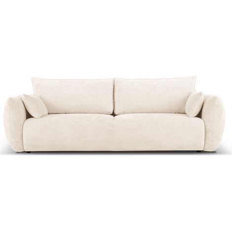Canapé convertible + box 3 places en chenille beige clair (1/5)