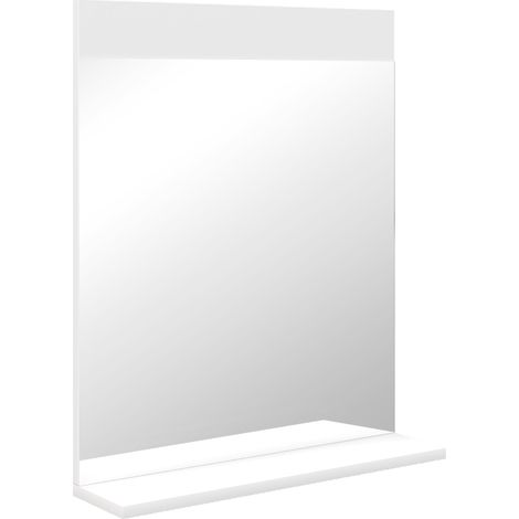 Miroir mural salle de bain avec tablette de rangement, étagère blanche pour salon chambre, 50x12x60 cm (1/5)