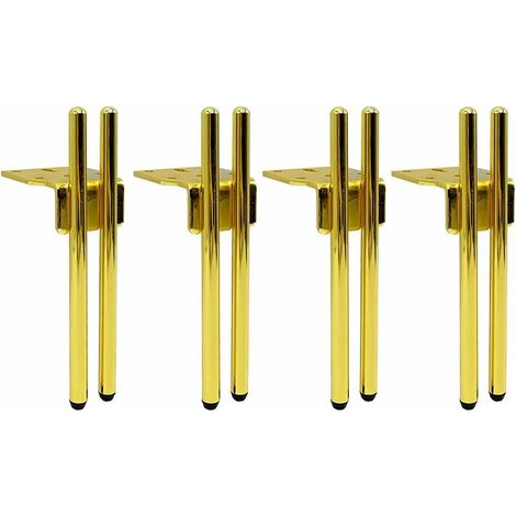 4 pièces Pieds de Support de Meubles Anti-dérapant et Silencieux Double pôle métal Pieds de Table canapé Pieds Pieds d'armoire Pieds de Table Basse,d'or,15cm (1/5)