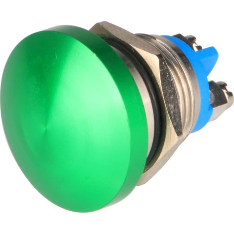 Interruttore a pulsante momentaneo da 16 mm 3 V/6 V/12 V/24 V/48 V/110 V/220 V Pulsante di avvio rotondo a fungo in metallo 1 NO on Off Terminale a vite a cupola autoripristinante (verde)