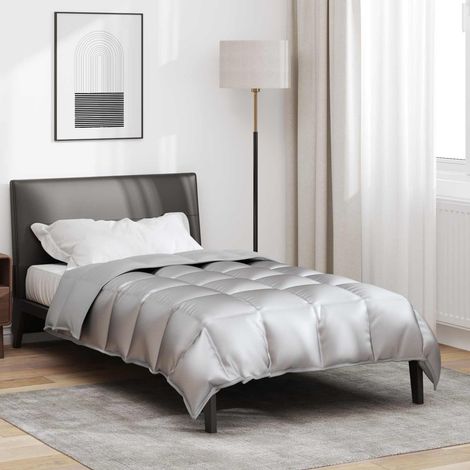 Winterbettdecke Silber 135 x 200 cm Satin und Mikrofaser