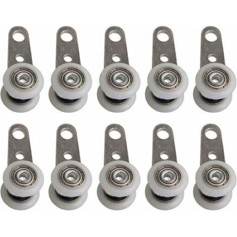 Lot De 10 Roulettes Pour Baies Vitres Ou Portes Coulissantes - En Mtal Et En Plastique - 4,5 X 1,9 Cm,