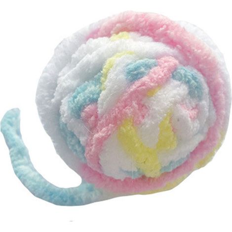 Boule de fil pour chat, jouet amusant, interactif, résistant aux morsures, en laine, avec clochette, pour chats, chatons, chiots, coloré (blanc) (1/5)