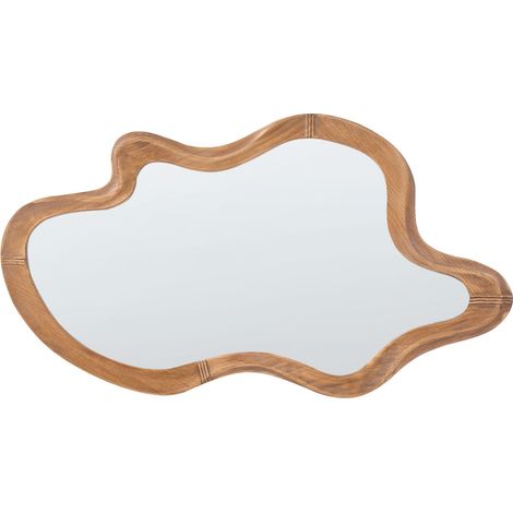 Wood Frame Wall Mirror Decorative Wall Accent Piece 89 x 49 cm Light Wood Drevant (1/5)