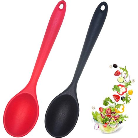 Cuillère À Mélanger En Silicone - Résistante À La Chaleur Jusqu'à 260 °C - Sans BPA - Pour Cuisiner Et Servir - Par 2 (1/5)