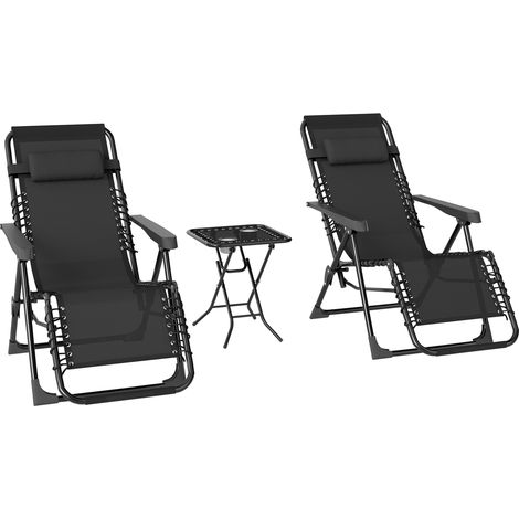 Ensemble Buonaccorso Transats Zéro Gravité Noir avec Table d’Appoint (1/5)