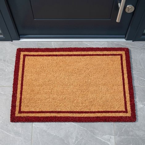 Classic Duo Border Scarlet Natural Coir Doormat (1/2)