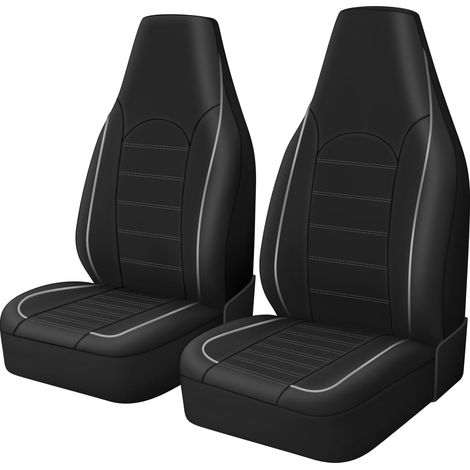 Housses De Siège Avant - 2 Pièces - Simili-Cuir Gris - Universel - Protection Intérieur Auto (1/5)