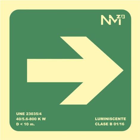 Pictograma archivo 2000 flecha izquierda pvc verde luminiscente 224x224 mm