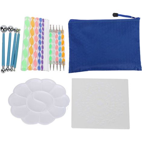 Ensemble de 20 Outils à Points Mandala pour Peinture sur Roches, DIY Art avec Plateau Pochoir (1/5)