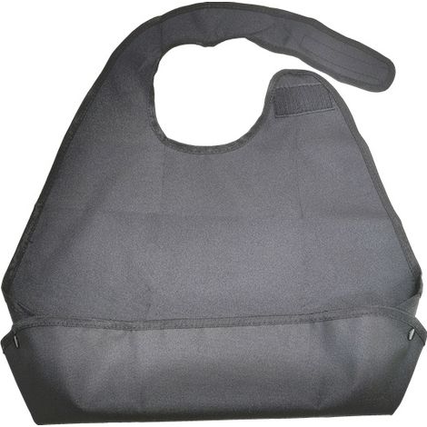 Bavoir adulte imperméable, tablier de protection doux et lavable, longue bavette senior, noir, anti-taches, confortable, réutilisable, taille unique, soins quotidiens. (1/3)