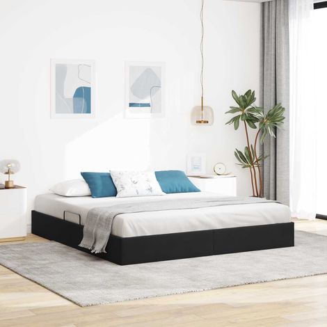 Estructura de Cama Ottoman Negro 180 x 200 cm Terciopelo