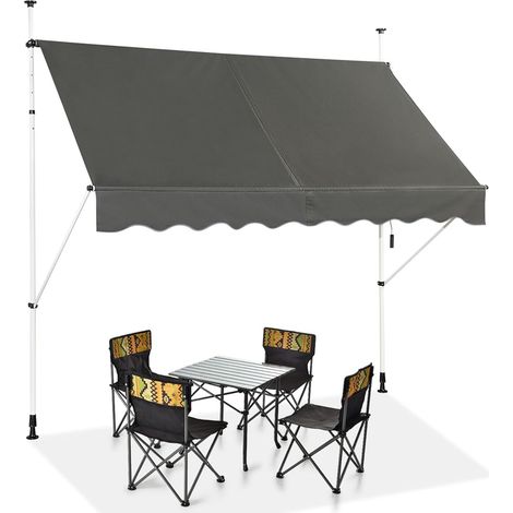 COSTWAY Tenda da Sole per Esterno, Tenda da Sole a Morsetto per Balcone con Struttura Telescopica e Tessuto Resistene ai Raggi Solari, Regolabile in Altezza e in Angolazione (200 cm, Grigio) (1/5)