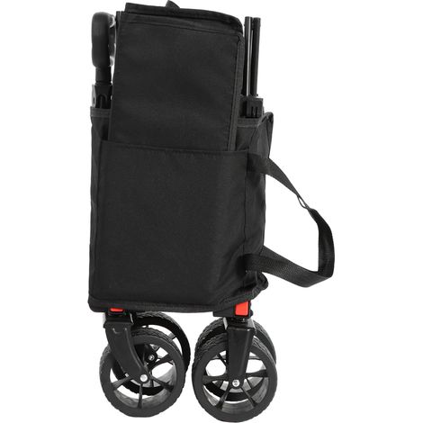 Chariot pliant tout-terrain – Poignée réglable, robuste – Pour camping pêche sport, noir (1/4)