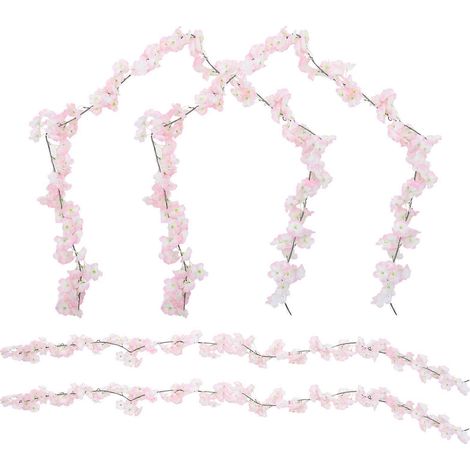 Ensemble de 4 ornements décoratifs artificiels en forme de couronne de vigne de fleurs de cerisier (4 pièces) (1/5)
