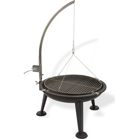 Edelstahl Schwenkgrill Holzkohlegrill 3-beinig Ø 55 cm Grillrost Feuerschale (1/5)