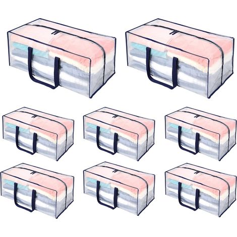 Lot de 8 sacs de déménagement très résistants avec sangles de sac à dos, poignées solides, bacs de rangement pour économiser de l'espace. (1/5)