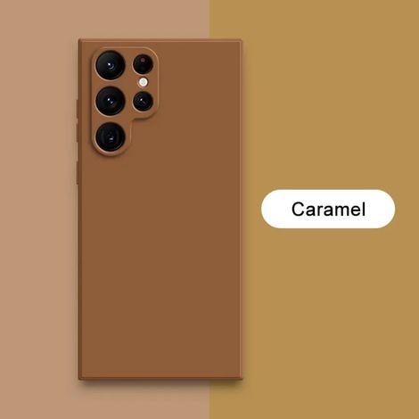 (Samsung S23 FE, Caramel) Étui de téléphone en silicone liquide pour Samsung, housse en tissu doux. (1/5)