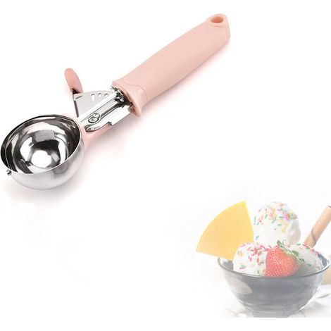 Eiskugelportionierer aus Edelstahl, rosafarben, robust und ergonomisch, zum Servieren von Desserts (1/4)