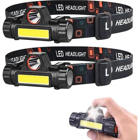 2er-Pack wiederaufladbare Taschenlampe, ultrahell, 90° verstellbar, IPX6 wasserdicht, zum Laufen, Angeln, Camping, Wandern, für Kinder und Erwachsene