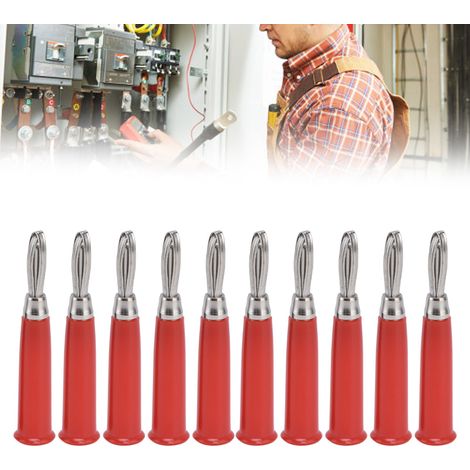 Verkauft in Losen von 20: JT-007 4mm reiner Kupfer-Lehrmittelstecker, kreuzförmiger Bananenstecker, aufgeweiteter M51-Stecker, rot. (1/5)