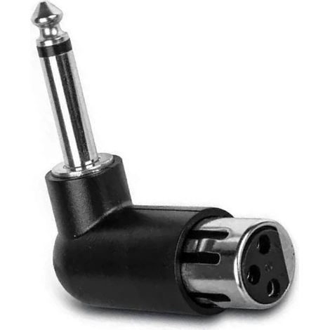 Adaptateur audio coudé 3 broches mâle/femelle vers 6,35 mm avec contacts plaqués argent, adapté aux équipements audio professionnels, disponible en plusieurs couleurs. (1/5)
