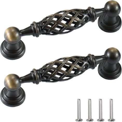 Set di 2 maniglie vintage per mobili, maniglia per mobile da cucina, maniglia per mobile antico, maniglia per porta, maniglia per cassetto per ante di armadi, cassetti e cassetti con viti, interasse f (1/5)