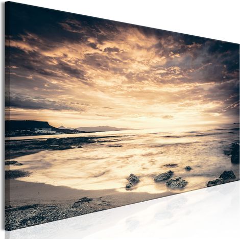Quadro - Beach in Crete (1 Part) Narrow Yellow - 135x45 (1/4)