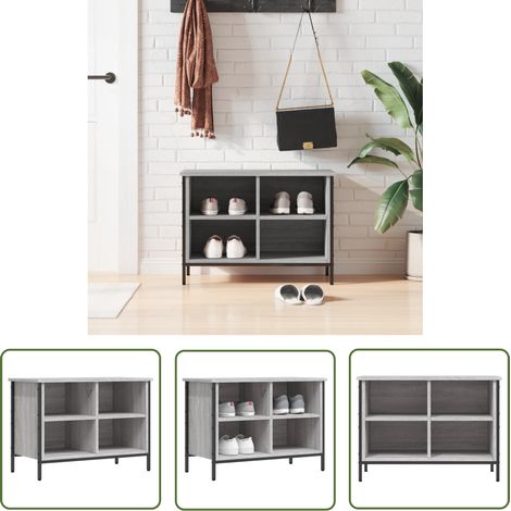 The Living Store Armoire à chaussures sonoma gris 69x35x50 cm bois d'ingénierie - Armoire À Chaussures - Meuble Chaussure - Rangement Chaussures - Étagère Chaussures - Rangement Maison (1/5)