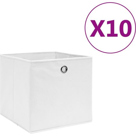 vidaXL Storage Boxes 10 pcs Non-woven Fabric 28x28x28 cm White