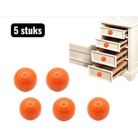 Confezione da 5 maniglie in ceramica per mobili - Maniglie rotonde a foro singolo per ante e cassetti di cucina e bagno - Arancione (1/5)