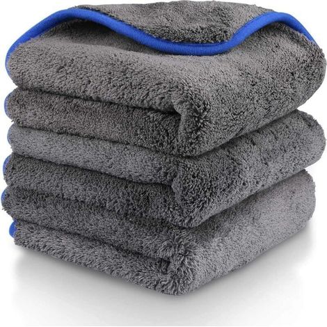 Chiffon Microfibre Voiture Moto, 3pcs Chiffon de Polissage Premium, Chiffons de Nettoyage de Séchage pour Soin Doux de Voiture 40 x 40cm, 1200 GSM (1/5)