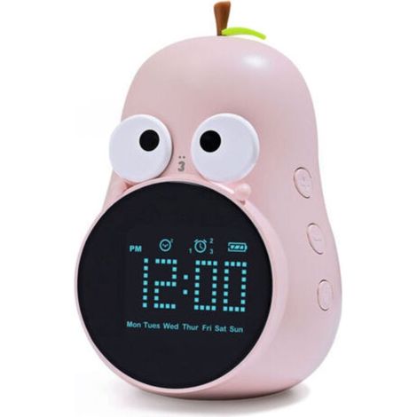 Réveil Enfant Forme Poire - Fonction Snooze - Rechargeable Triple Alarme - Réveil Numérique Premium pour Chambre d'Enfant