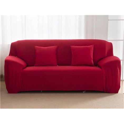 Elastischer Sofabezug – 150 g/m² Polyester – Dehnbar von 190 bis 230 cm – Für 3-Sitzer-Sofas – Rot
