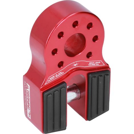 Support de manille de treuil plat, capacité de charge 7 257 kg (16 000 lb), avec protection latérale en caoutchouc, en alliage d'aluminium, universel pour UTV, SUV et pick-up (rouge). (1/5)