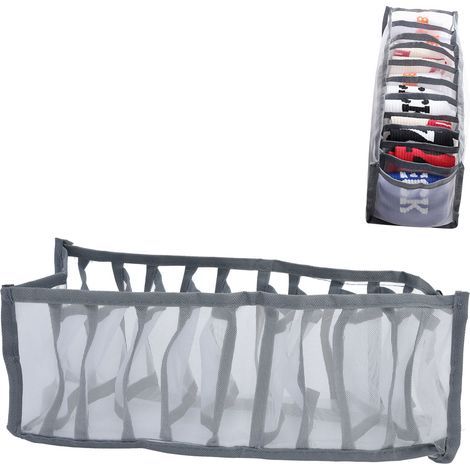 Organisateur de sous-vêtements en maille pliable, boîte de rangement respirante pour chaussettes, soutiens-gorge et culottes, 11 cases