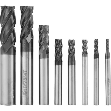 Kit d'outils de fraisage en acier au tungstène, fraise en carbure à 4 dents de 2 à 12 mm (1/4)