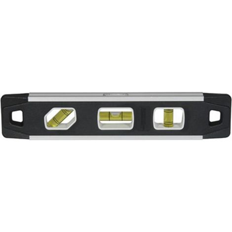 Nivel de tipo torpedo con base magnética de 22cm fabricado en plástico color negro